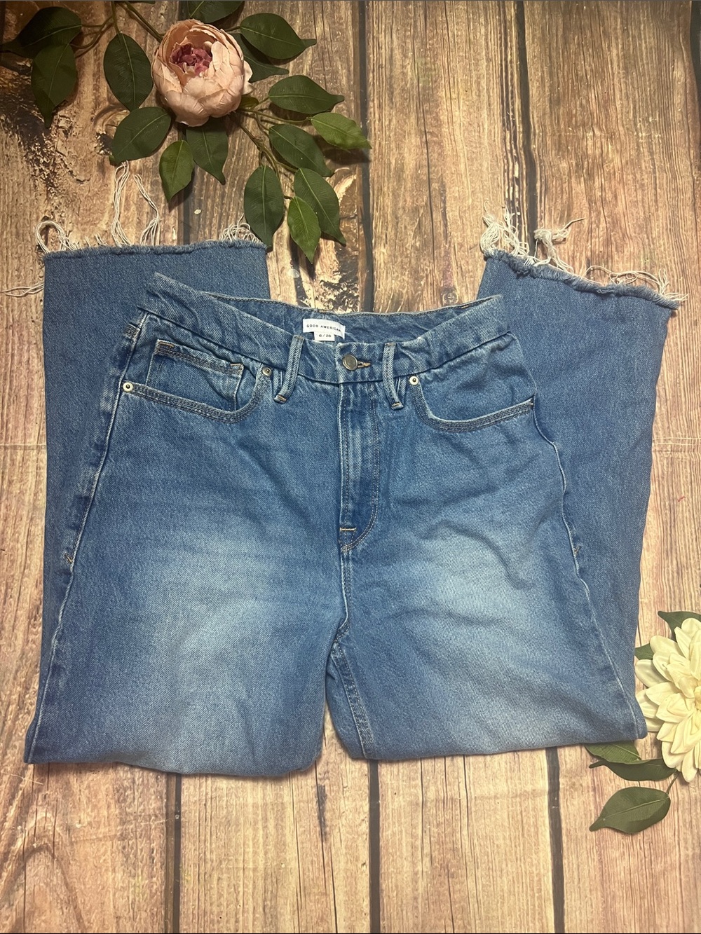 Good American women's Classic High-Rise baggy jeans  - Medium Blue